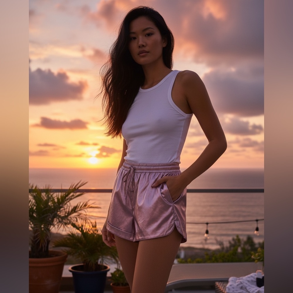 Fashion Nova Faux Pink Leather Shorts Size L